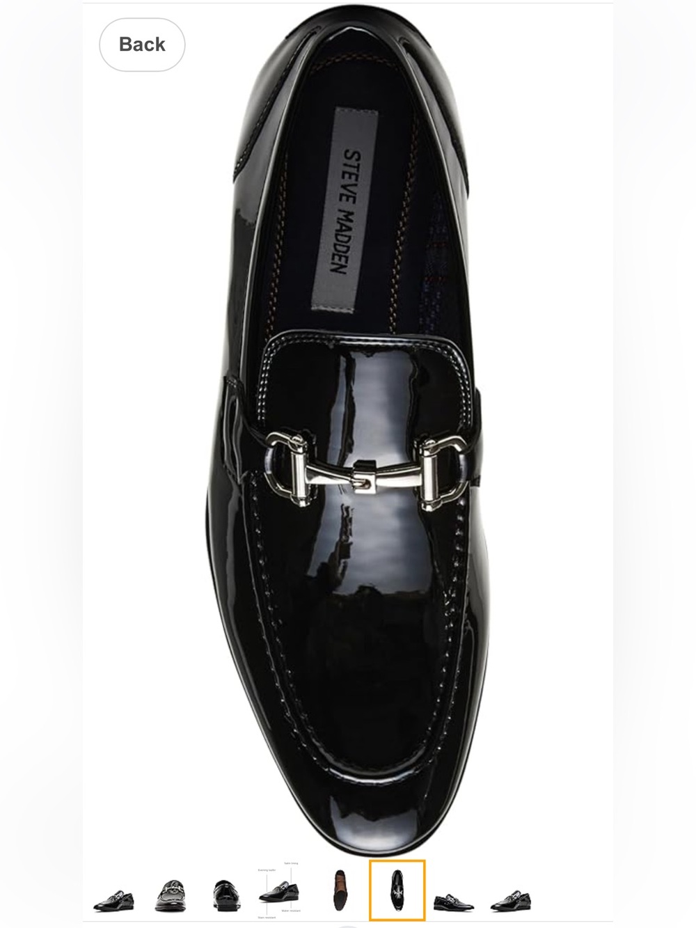 Steve Madden Black Patent Leather Bit Loafers with Silver Hardware